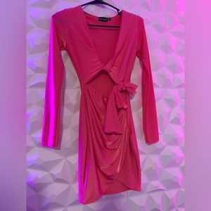Prettylittlething Barbie Pink wrap dress